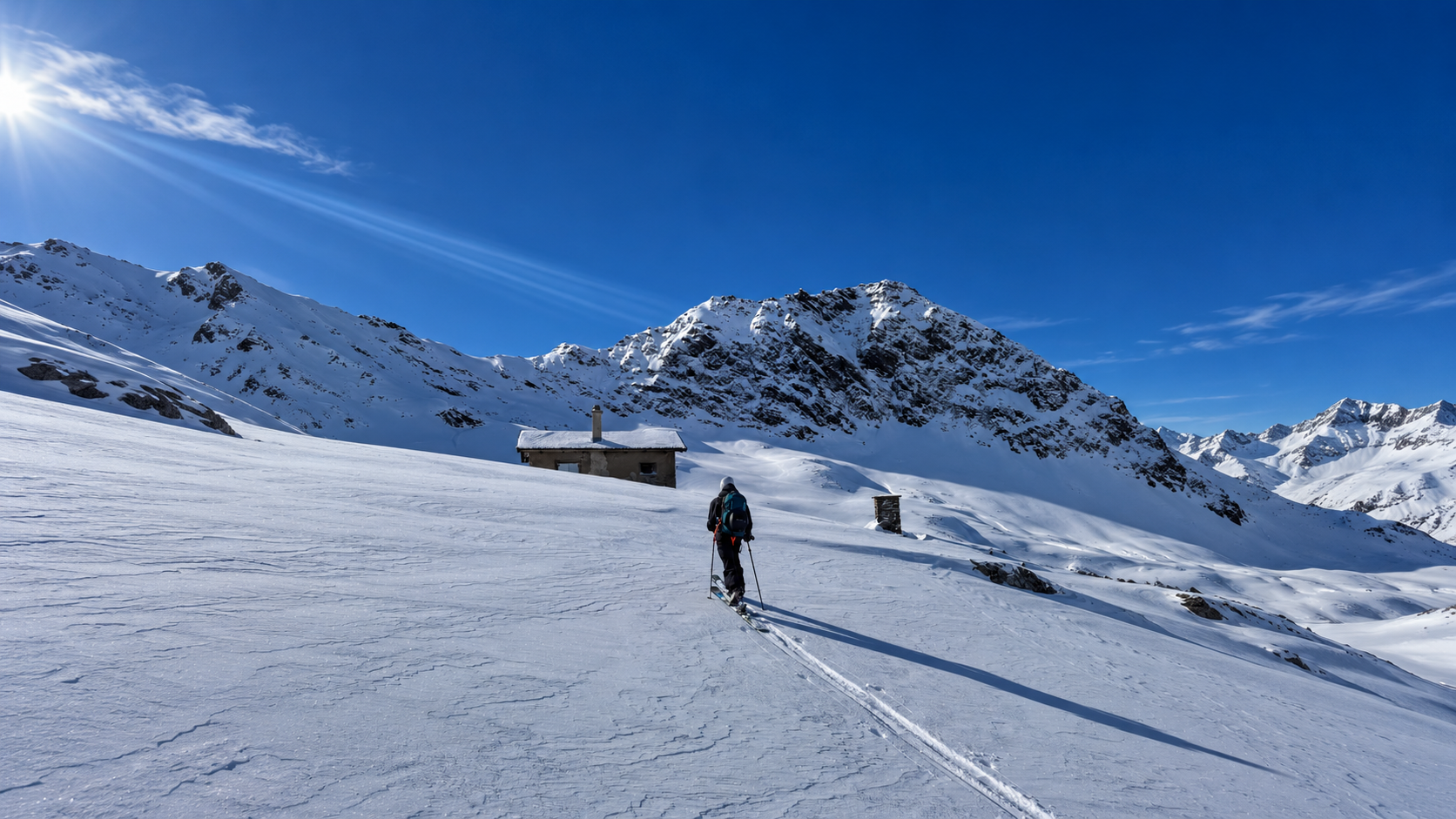 Skitourengeher im Aufstieg zum Königsjoch bei Obergurgl