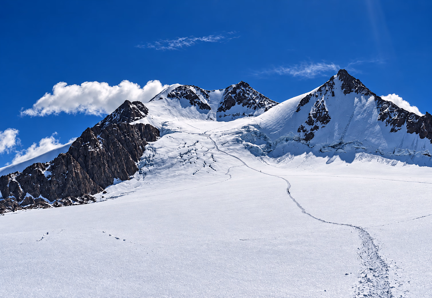 Wildspitze und Taschachferner im hellen Sonnenlicht